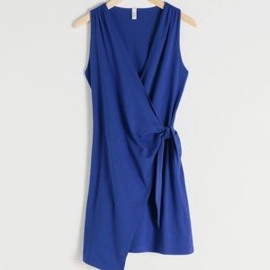 & Other Stories Blue Sleeveless Wrap Dress